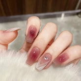 24Pcs/Set Affectionate Rose Wearable Fake Nails Long T Glitter Wearing Reusable False Nails Ballerina Press on Nail Art Tips