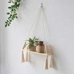 Macrame Plant Hanging Shelves For Wall Macrame Wall Hanging Shelf - Shelves for Bedroom & Plant,Boho Home Wall Decor Gift