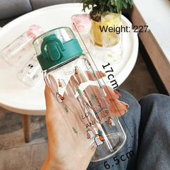 High Borosilicate Cute Girl Heart Small Animal Portable Glass Children Creative Portable Handy Cup Student School Drinking Cup