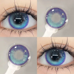 YICKYUE - 1pair Comic Pupil Color Contact Lenses Yearly Contact Lenses with Graduation