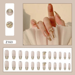 24pcs/box artifical nails fake Wearable nail tips Long Detachable press on nails Fake Nail Finished Nail Piece Sticker Ballet