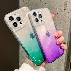 Laser Gradient Love Heart Diamond Case For iPhone 13 11 12 Pro Max X XR XS Max 7 8 Plus SE 12 13 Mini Case Clear Soft Back Cover