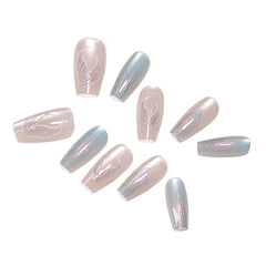 YICKYUE - Blue Mermaid Handmade Press on Nails Wearing Armor Radiant Lightning Minimally Elegant Nail Art Fake Nail