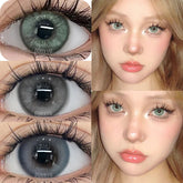 YICKYUE - 2pcs Green Color Contact Lenses With Myopia Degree-0.00~ -8.00 Blue Nature Beauty Pupil Makeup Brown Eye Free Shipping