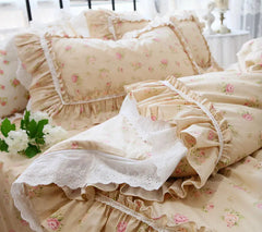 YICKYUE - Romantic elegant floral lace bedding set,sweet flower rose full queen king cotton home textile bedspread pillow case quilt cover