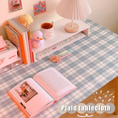 W&G Plaid Tablecloth 150cm Kawaii Student Dormitory Desk Mat Bedroom Japanese Girl Heart Simple Desktop Placemat Table Cloth