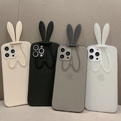 Rabbit ears Folding stand holder soft silicone phone case for iphone 12 mini 7 8 se 2020 plus 11 pro max xsmax x xr cute cover