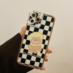Bread bear lovely Plaid cute cartoon silicone soft phone case for iphone x xr xsmax 12 mini 11 13 promax 7 8 plus se 2020 cover