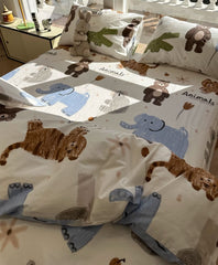 YICKYUE - Cute cartoon animal crocodile elephant bedding set,twin full queen king cotton home textile bed sheet pillow case quilt cover