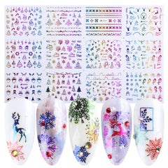 12pcs Gold Silver Christmas Stickers For Nails Winter Snowflake Adhesive Decals New Year Nail Art Decoration Slider LATY/SMY-1