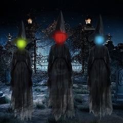 1-3Pcs Halloween Decorations Outdoor Large Light Up Screaming Witches Party Garden Glowing Witch Head Scary Ghost Decor Props