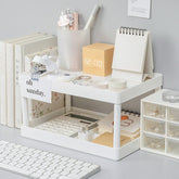Storage Shelf Desktop Rack Double-layer Desk Stand Shelf Plastic Desk Shelves Cosmetic Sundries Organizer Home Storage