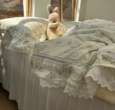 YICKYUE - Romantic sweet floral rabbit bedding set,twin full queen fairyfair lace cotton home textile bedspread pillow case duvet cover