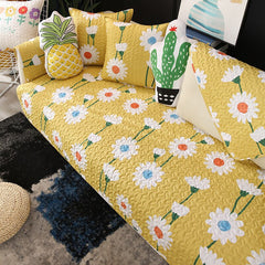 100% Cotton Fabric Quilted Sofa Cover Cute Floral Printing Sectional Sofa Towel Soft Couch Covers for Living Room
