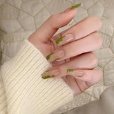 24Pcs/Box Rhinestones Decal press On Nails Sticker Cloud Pearl Fake Nails Square Level Women False Nail