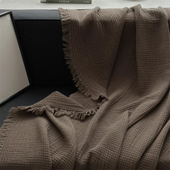 Yickyue 1pc Blanket 100% Cotton Sofa Towel Tassels Bed Linen Solid Color Shawl manta Skin-friendly Plaid Home Blankets