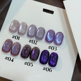 YICKYUE - 10ML 1-9PCS Autumn And Winter Purple Immortal Mew Magnet Cat Eye Gel Nail Polish Christmas Nails Purple Glass Bead Nail Glue