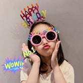 Birthday Headband Glasses Party Decorative Glasses Happy Birthday Party Dress Up Eyeglasses Children Women Headwear Photo Props