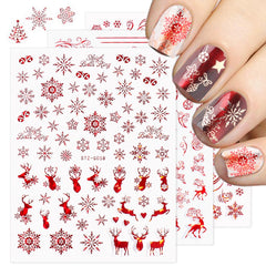 3D Rose Gold Nail Stickers Snowflakes Red Christmas Gifts Nail Art Decals Sliders Glitter Foils Winter Decorations TRSTZG050-058