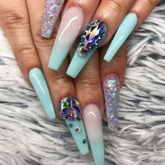 24P Glitter Diamond Artificial Fingernail Long Coffin Nail Press on Nails Supplies Professionals Fake Nails Tips Accessories Art