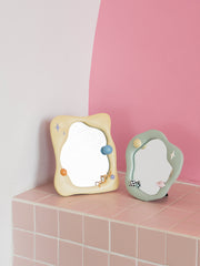 YICKYUE - Home Decoration Memphis Make-up Mirror Desk Top Can Stand Dressing Table Decoration Wave Lovely Standing Mirror Wall Mirror