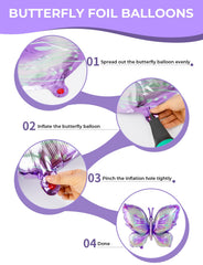 YICKYUE - Purple Butterfly Balloon Garland Arch Kit Metallic Purple for Girl Weeding Baby Shower Fairy Birthday Party Decoration Supply
