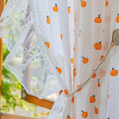 Yickyue Elegant Curtains for Living Room French Lace Curtain for Girls Bedroom Fruits Printed Window Curtain Panel L220CM Home Drapes