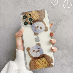 Mask bear cute funny silicone phone for iphone 12 mini 11 pro max 7 8 plus x xr xs max cartoon lovely bears cover capa shell