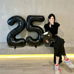 YICKYUE - 40 Inch Black Large Numbers 0-9 Digit Helium Balloons Foil Mylar Big Number Birthday Anniversary Party Supplies Decorations