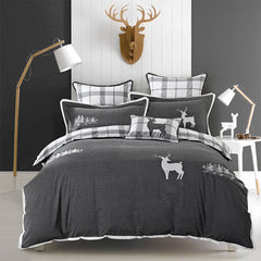 4Pcs 100% Cotton soft Bed sheet set Grey Deer Bedding sets/Bed cover Queen King size Duvet cover bed sheet set Pillowcase Gifts
