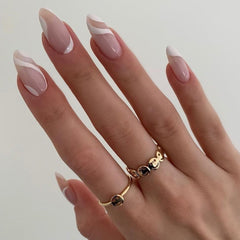 24pcs Detachable Almond False Nails Cross Color French Sharp 2022 New Full Cover Fake Nails with Glue Press On Nails