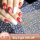 12pcs Gold Silver Christmas Stickers For Nails Winter Snowflake Adhesive Decals New Year Nail Art Decoration Slider LATY/SMY-1