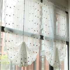 YICKYUE - Free Shipping Purple Rose Lifted Curtains Balloon Purdah Roman Shades Finished Fan Drapes Short Blinds Coffee Window Valance