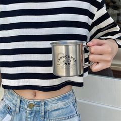 Ins Cute Original Stainless Steel Coffee Cup Creative Portable Water Tea Beer Breakfast Travel Mugs Korean Cups Drinkware Gift