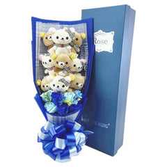 Cute Teddy Bear Stuffed Animal Plush Toy Lover Rilakkuma Bear Flower Bouquet Gift Box Birthday Valentine's Day Christmas Gifts