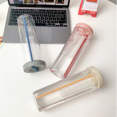 700ml Filter Plastic Water Bottle For Juice Tea Large Travel School Drinking Bottle With Foldable Straw Portable Cups BPA Free