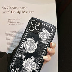 Retro White Rose Flower phone case for iphone 11 12 pro max 13 mini x xr xsmax 7 8 plus leather silicone soft shockproof cover