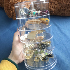 Rotating Transparent Jewelry Storage Box Organizer Jewelry Earrings Necklace Display Stand Rack Multifunctional Large Capacity