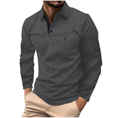 Hearujoy Spring Autumn Solid Color Grid Polo Shirt Men Long Sleeve Button Pocket Pullover Top Fashion Casual Sweatshirt Sport Tshirts