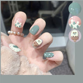 24pcs/box fake nails with deisgn ice cream artificial nails with glue summer style press on nails detachable nail accesoires