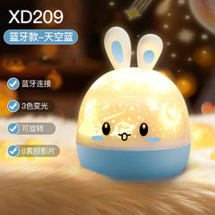 Rabbit Light Starry Sky Cosmic Projection Starry Three-color Night Light Bluetooth Audio Bedroom Atmosphere Light Birthday Gift