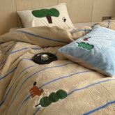 Forest Foxes Ins-style Cute Cartoon Milk Velvet 4-Piece Set, Thickened Rabbit Velvet Coral Fleece Bedding