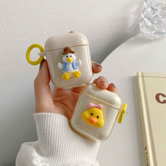 3D Cute duck cartoon earphone accessories for airpod pro charging box bluetooth wireless cover for apple airpods 1 2 3 shell