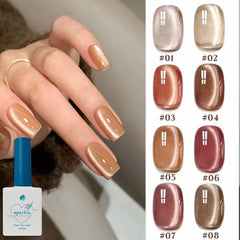 YICKYUE - 1-8PCS 12ML Maillard Cat Eye Gel Nail Polish 2025 Autumn and Winter Best Selling Gentle Flash Glass Beads Nail Art Supplies