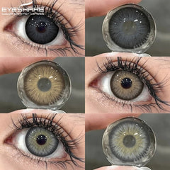 YICKYUE 1 Pair Colored Contact Lenses for Eyes Black Big Lens Gray Pupils Lenses Brown Lenses Fashion Eye Contacts Yearly