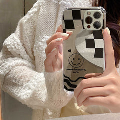 Punk black style smiley cool phone case for iphone 8 7 plus 12 mini 11 pro max x xr xsmax soft silicone mirror cover shell capa
