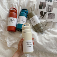 Ins Simple Fashion Thermos Cup 304 Stainless Steel Cup Thermal Coffee Mug Portable Student Couple Vacuum Flask Thermos Bottle
