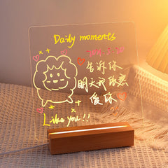 Acrylic Note Board Creative Led Night Light USB Message Board Holiday Light With Pen Gift For Kids Room Decor Desktop Ornament