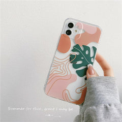 Leaves tree soft silicone phone case summer label conque for iphone 12 11 pro max mini 7 8 plus xs max x xr se 2 cover capa