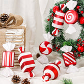 Yickyue 16CM Christmas Ball PVC Painted Candy Hanging Decoration Christmas Tree Decoration Pendant for Home 2022 Navidad New Year Girfs